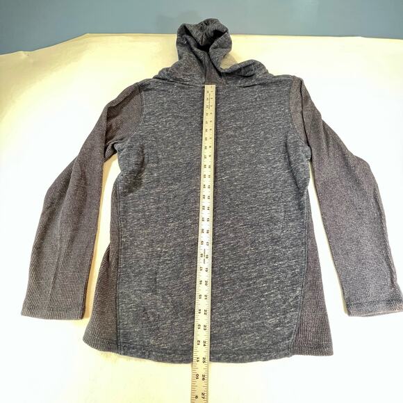 Style & Co Sport Lightweight Hoodie Woman's L Heathered Blue Grey Knit & Waffle - Picture 12 of 13